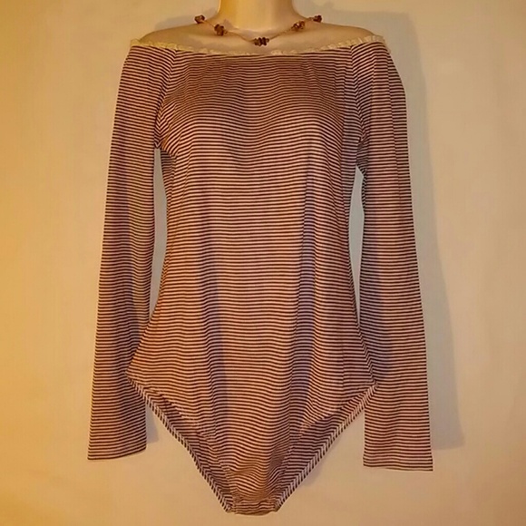 NWT..Striped Off the Shoulder Bodysuit - Picture 3 of 3