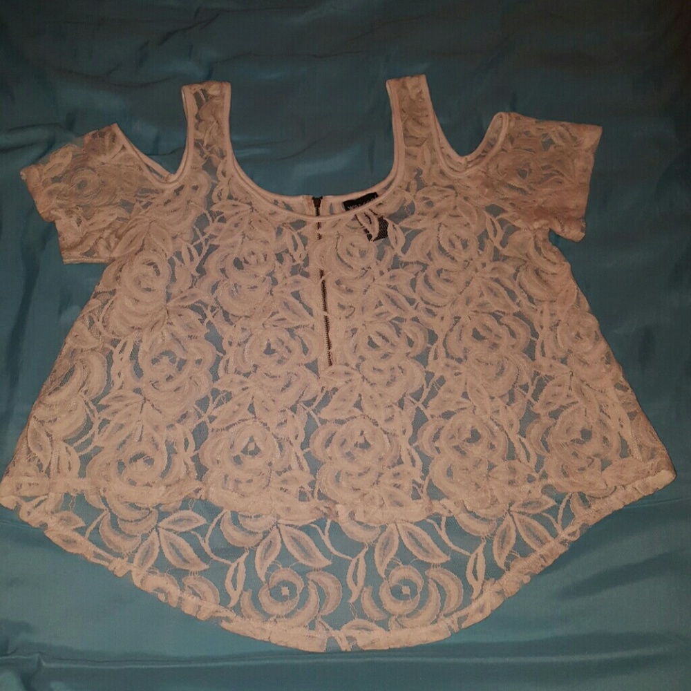 White lace hi-low swing top