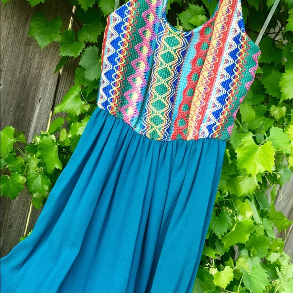 Multi Color Bodice & Teal Romper - Picture 2 of 3
