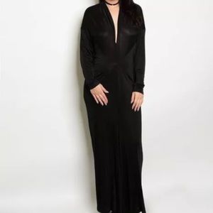 Black plus size long dress .