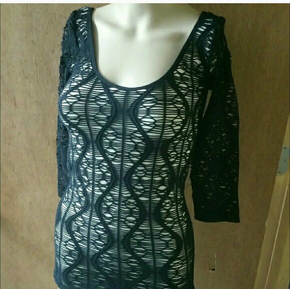 $DROP Stretch\web  lined black/beige club top M/L