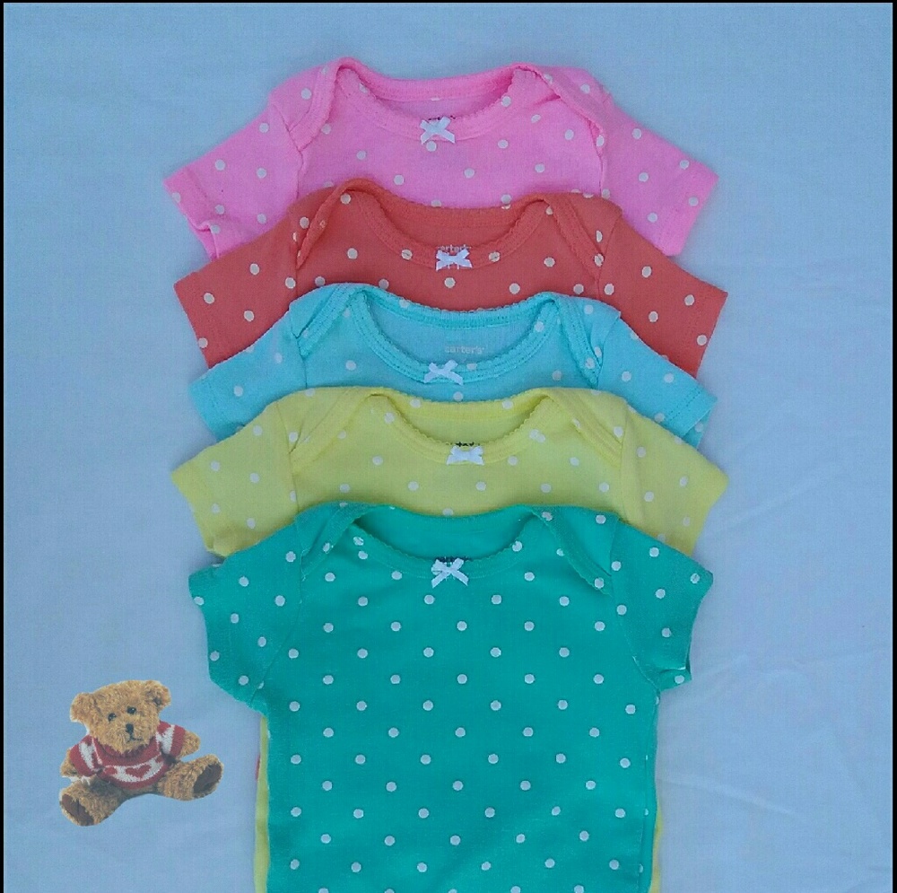Set of 5 onesies Carters - 100% Cotton 6M