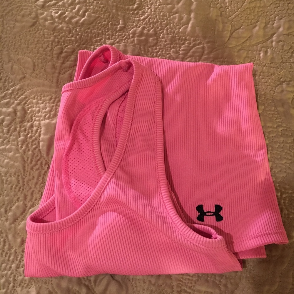 Pink Under Armour workout tank top