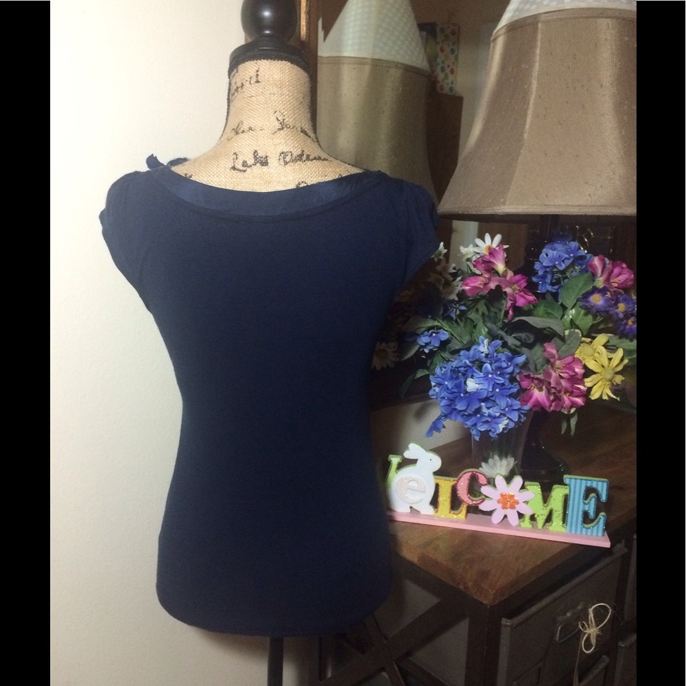 **DONATED**H&M Navy Blue Cap Sleeve Shirt - Picture 3 of 4