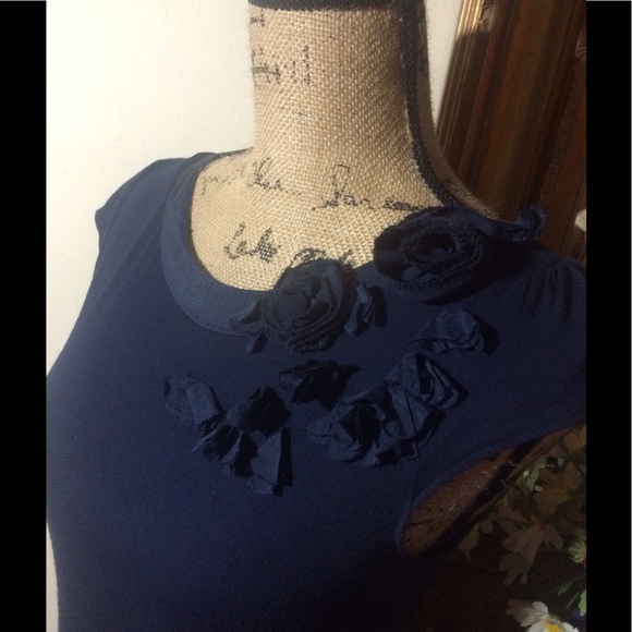 **DONATED**H&M Navy Blue Cap Sleeve Shirt - Picture 2 of 4