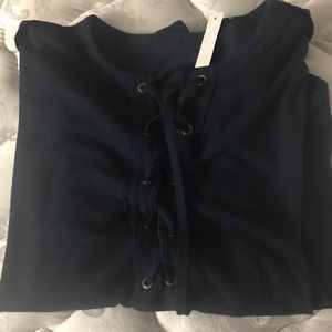 Madewell lace up long sleeve top