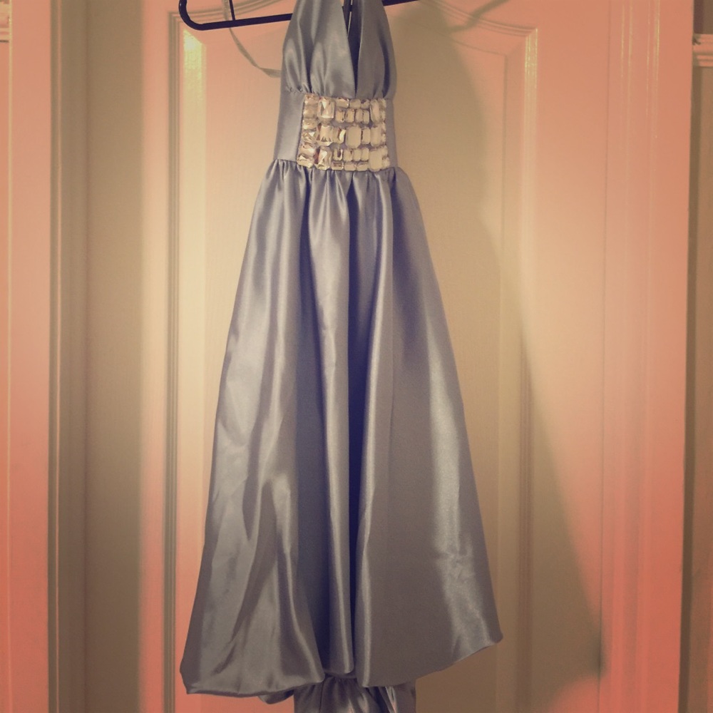 Baby blue Jessica McClintock halter cocktail dress