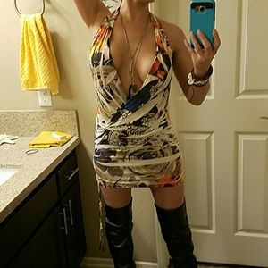 S Super Sexy Body Con Mini Dress low cut open back