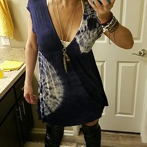 M low cut blue tie die mini or cover up
