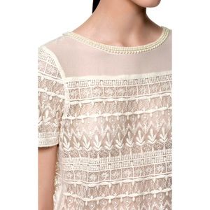 💥Flash💥Zara Sheer Lace Top w/Beaded Neckline (#20)