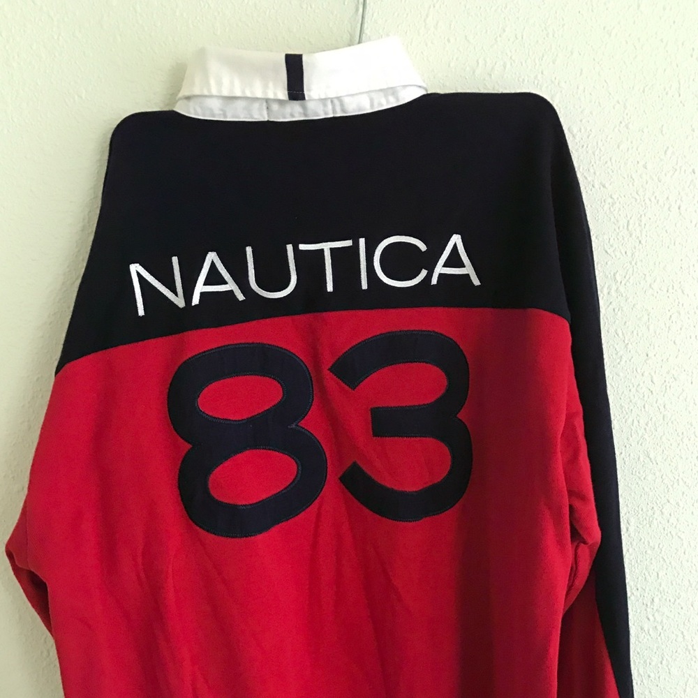 Vintage Nautica rugby long sleeve big logo