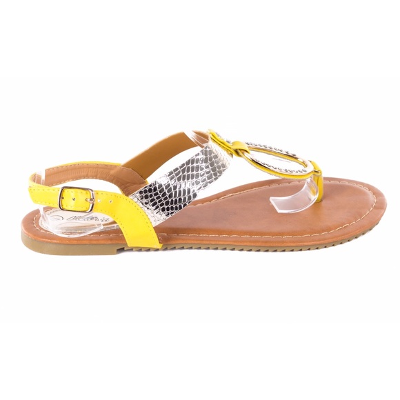 Women Yellow Slingback Thong Flat Sandals S2010 - Picture 3 of 4