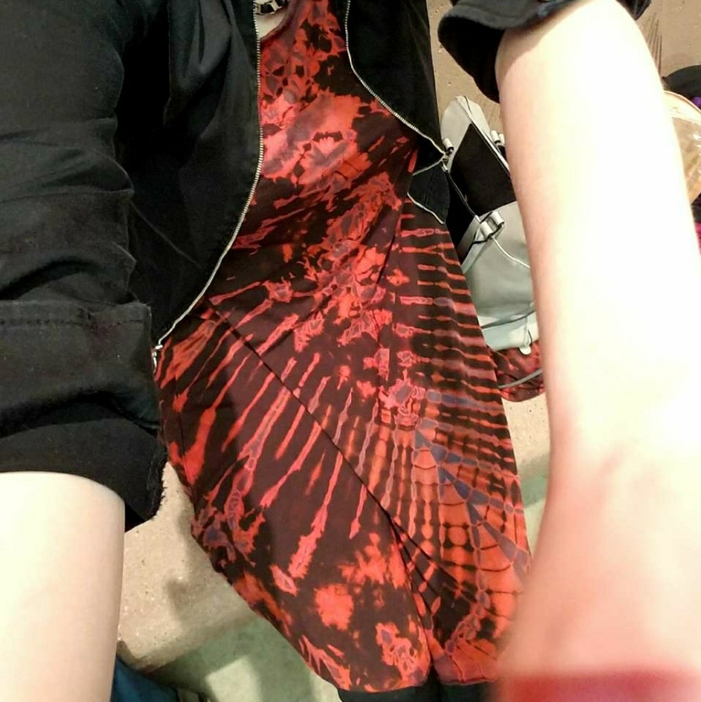 Rare black&red tye dye dress
