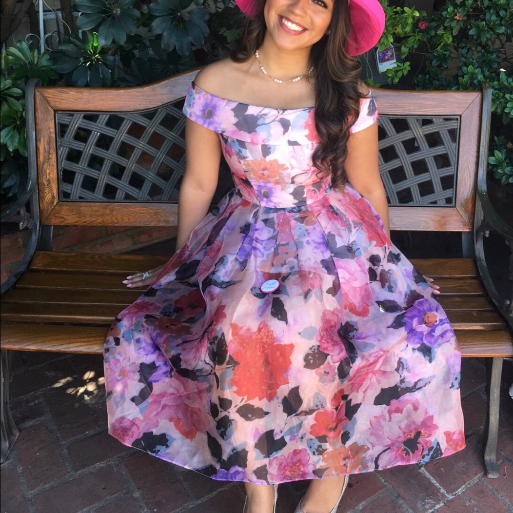 Off the Shoulder Fit and Flare Midi Dress