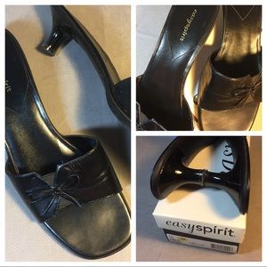 Black Kitten Heel Slide Sandals