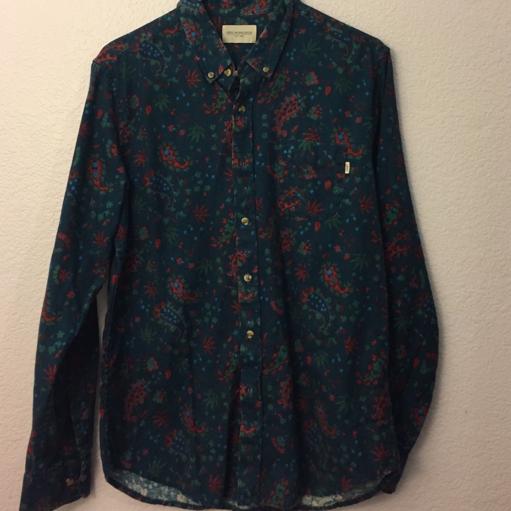 Obey paisley print button down