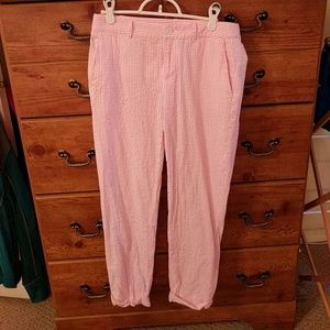 Pink seersucker pants