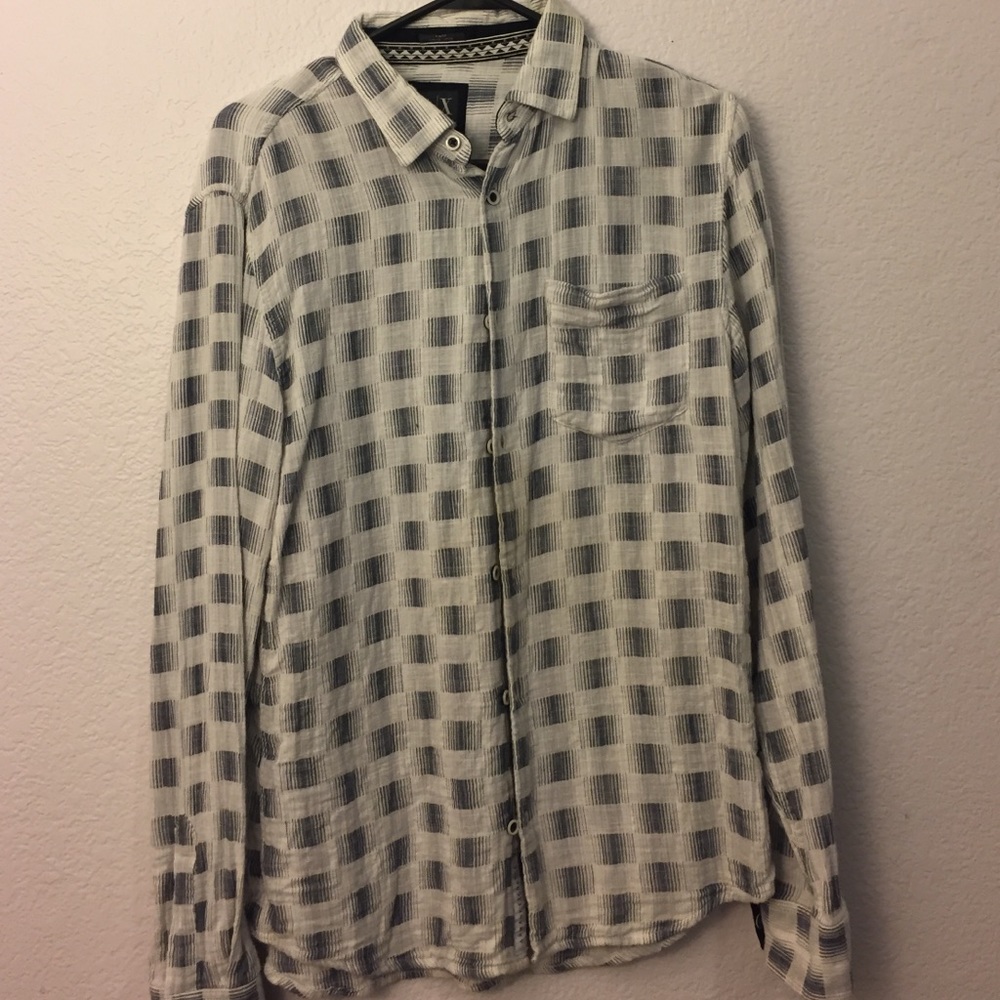 Armani exchange plaid pattern button down