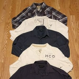Lot of 5 Mens Long Sleeve Shirts Hollister Size: M