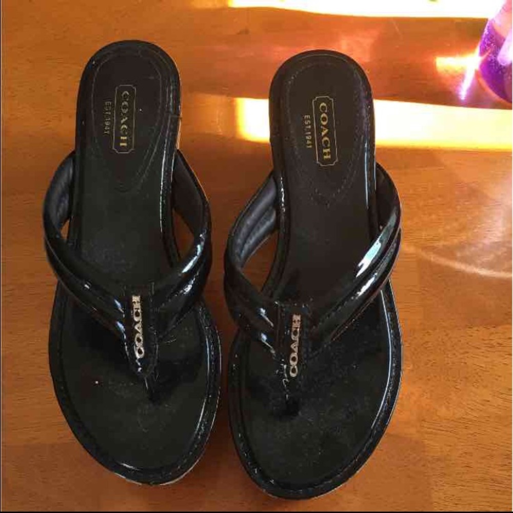 Like new brown coach wedge sandal