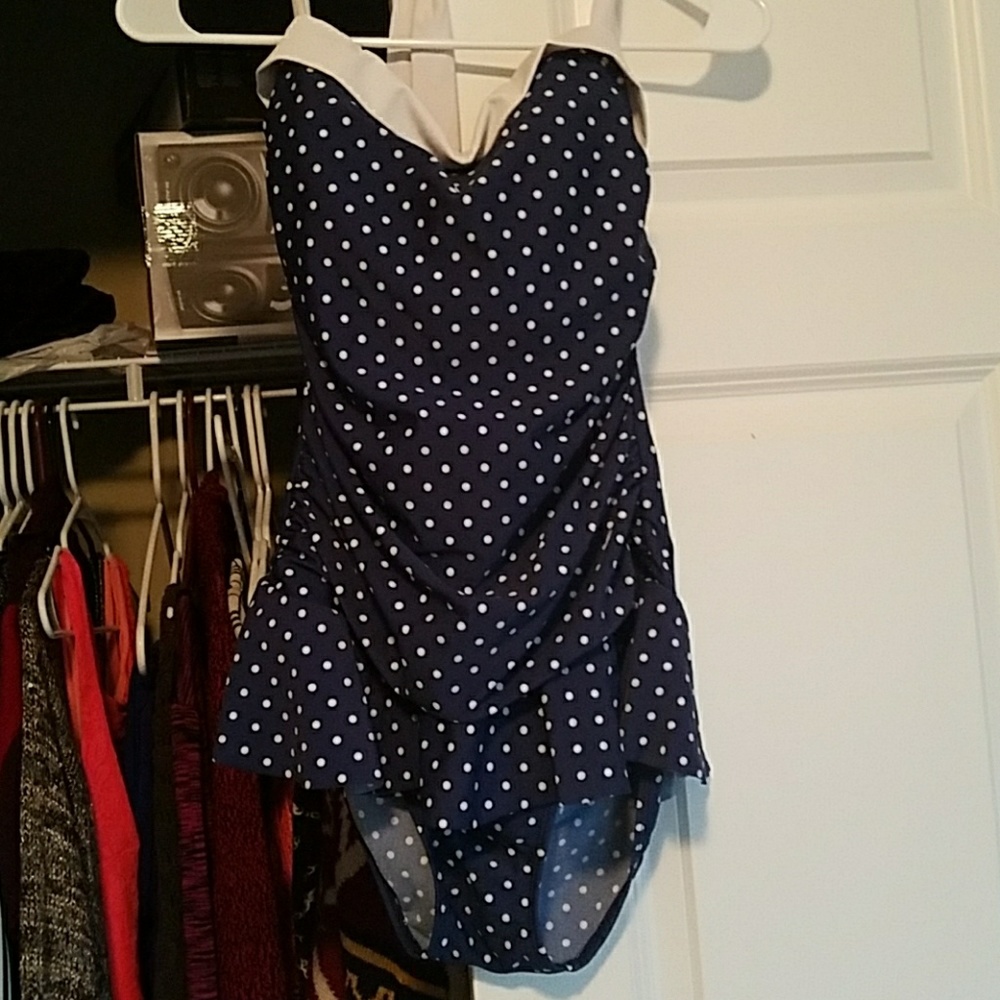 Navy Blue Polka Dot one piece