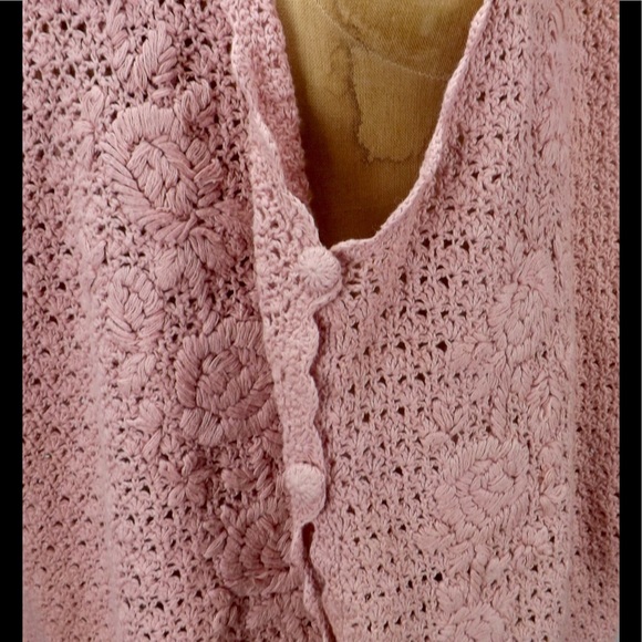 vintage crocheted vest ramie cotton blend - Picture 2 of 5