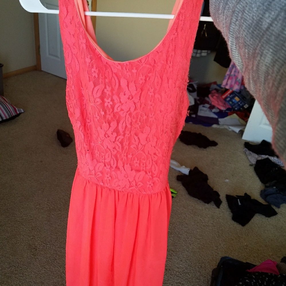 City Studio ELECTRIC orange lace dress