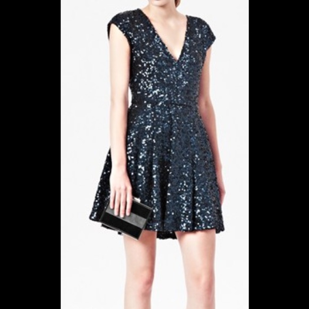 French Connection Blue Sequin Dress - Size 2 - Picture 1 of 2