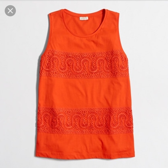 Jcrew orange lace panel tank top - Picture 1 of 5