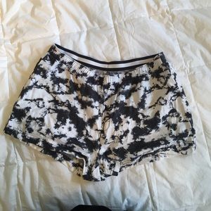 black and white tie-dye sleeping shorts