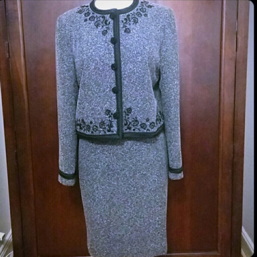 Grey Suit with black piping