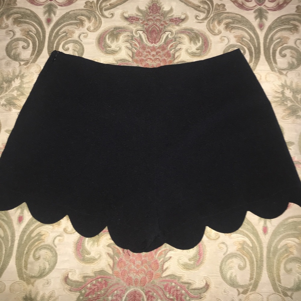 Scalloped Black Shorts
