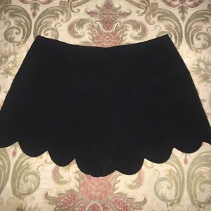 Scalloped Black Shorts