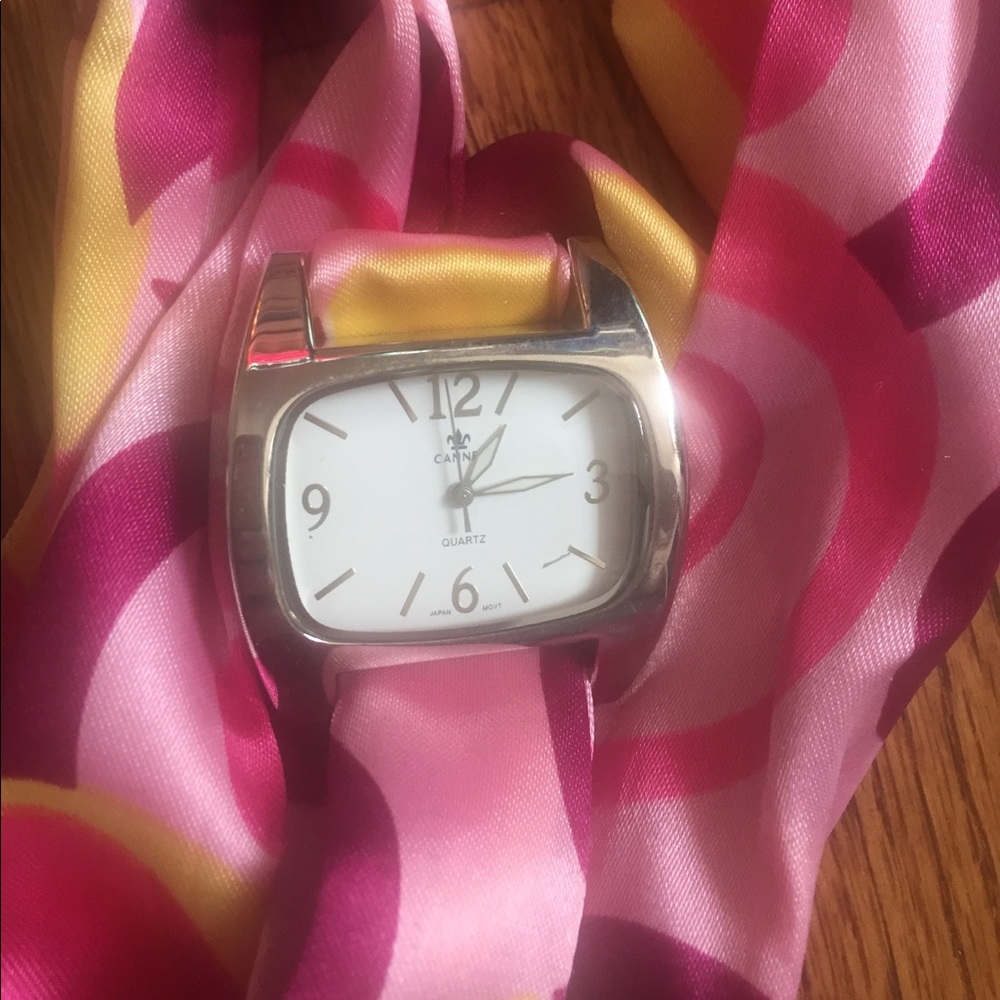 Pink and Yellow Ribbon Tie Watch