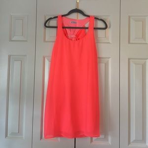 Bright coral shift dress