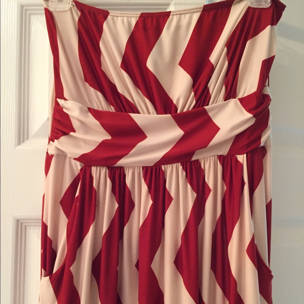 Burnt orange and cream chevron patterned maxi
