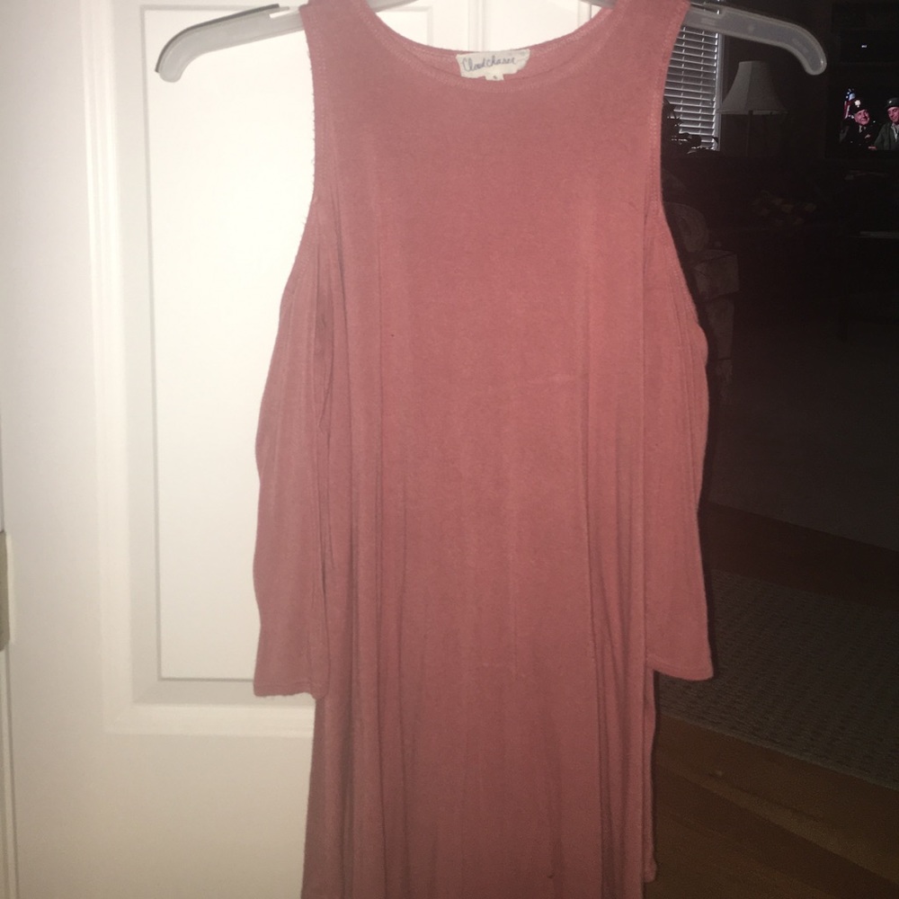 Pink cold shoulder shirt