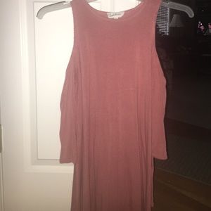 Pink cold shoulder shirt