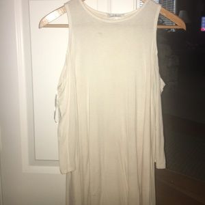 Cream cold shoulder shirt