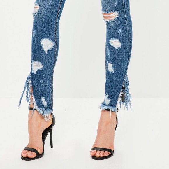 blue sinner high waisted ripped skinny jeans - Picture 4 of 4