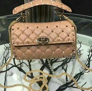 Valentino  Rockstud Spike Bag Beige