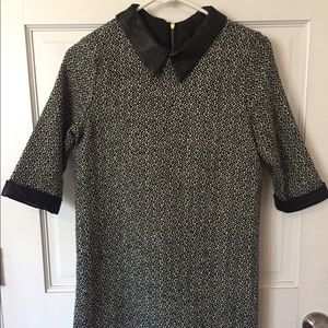 Faux Leather Detail Knit Dress