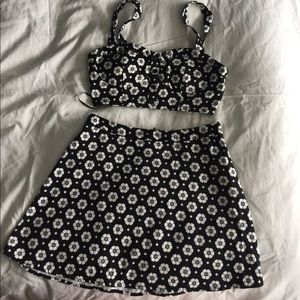 Black & White skirt and crop top set
