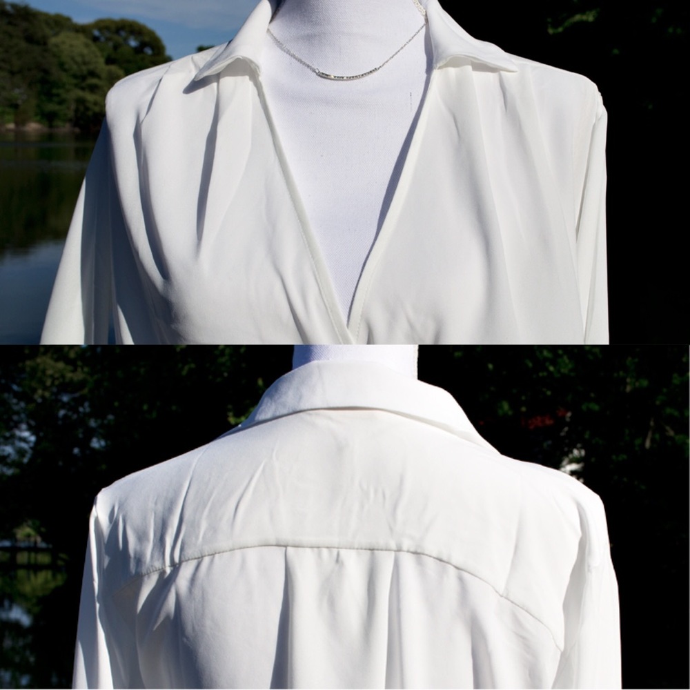 Clearance 🌸 Off White Bell Sleeve Surplice Blouse - Picture 5 of 5