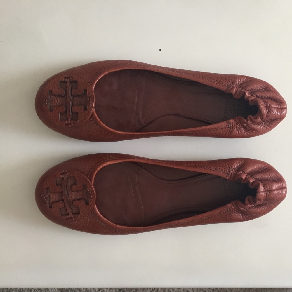 Tory Burch Reva Leather Ballet Flats