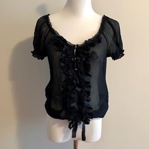 Navy Blue button down flower detail blouse