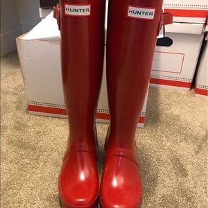 New without tags tall Red Gloss Hunter Boots!