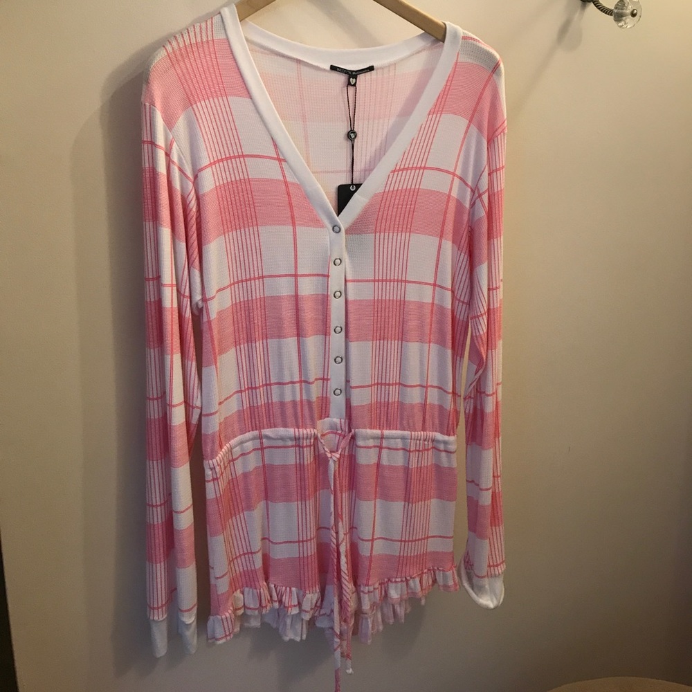 Wildfox Ye Rustic Romper Pink Plaid