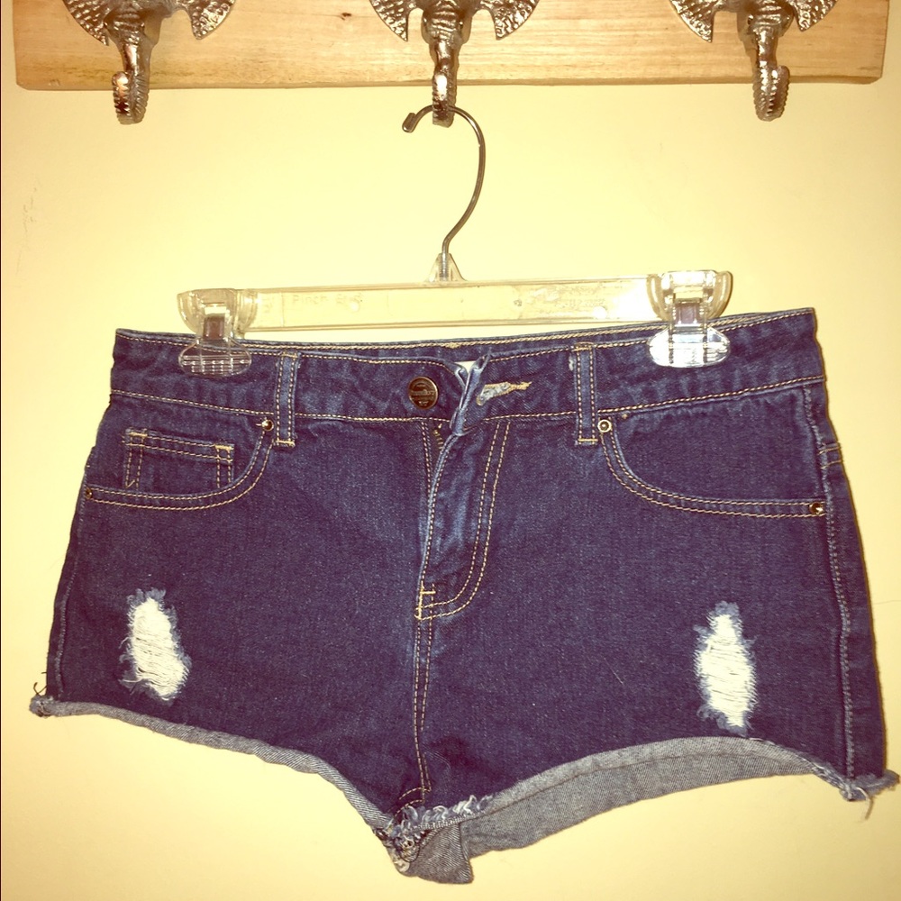 Ripped jean shorts