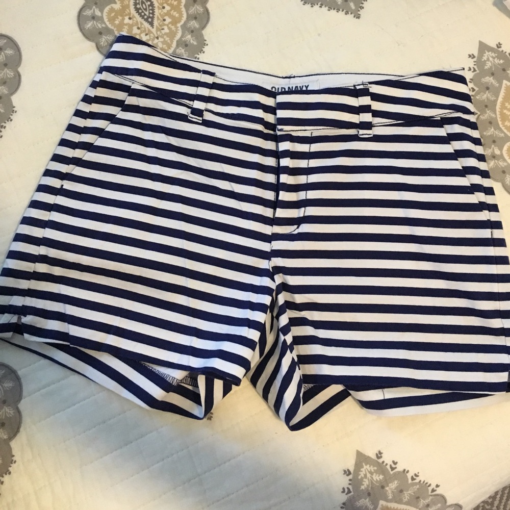 Navy and cream striped shorts